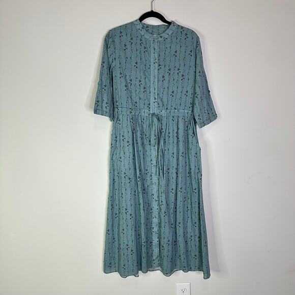 Beau & Ro Floral midi dress size medium button front cottegecore - Picture 1 of 7